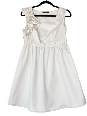 Beatrice b Ivory Mini Babydoll Dress Sz S Ruffle coquette feminine